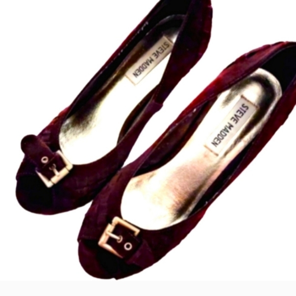 Steve Madden"VISIT" Platform Brown Suede Braided Peep Toe Wedges FINAL SALE - Picture 2 of 5